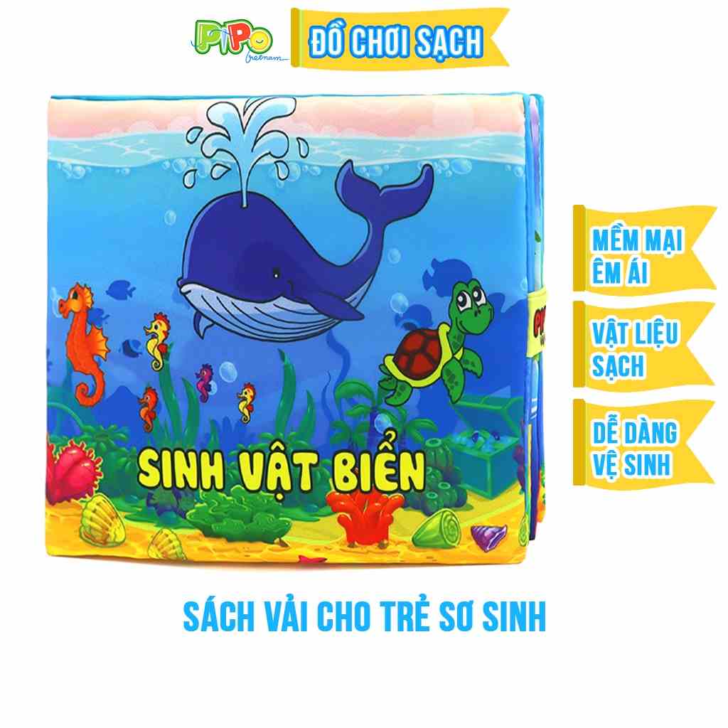 [Mã BMLTB35 giảm đến 35K đơn 99K] Sách vải cho bé PiPoVietnam - chủ đề Sinh Vật Biển