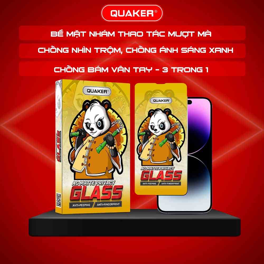 Kính cường lực iphone 3in1 Quaker 7 8 PLUS X XS XSMAX 11 12 13 14 PROMAX