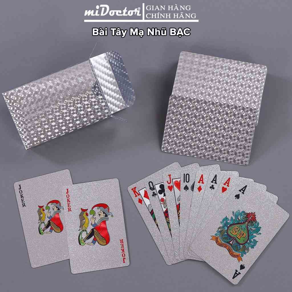 Bài Tây Poker Mạ Si BẠC Cao Cấp Phủ Nhũ BẠC Hãng miDoctor– Bộ 54 Lá Bài Tú Lơ Khơ Bằng Nhựa Dẻo Chống Thấm Nước Gãy