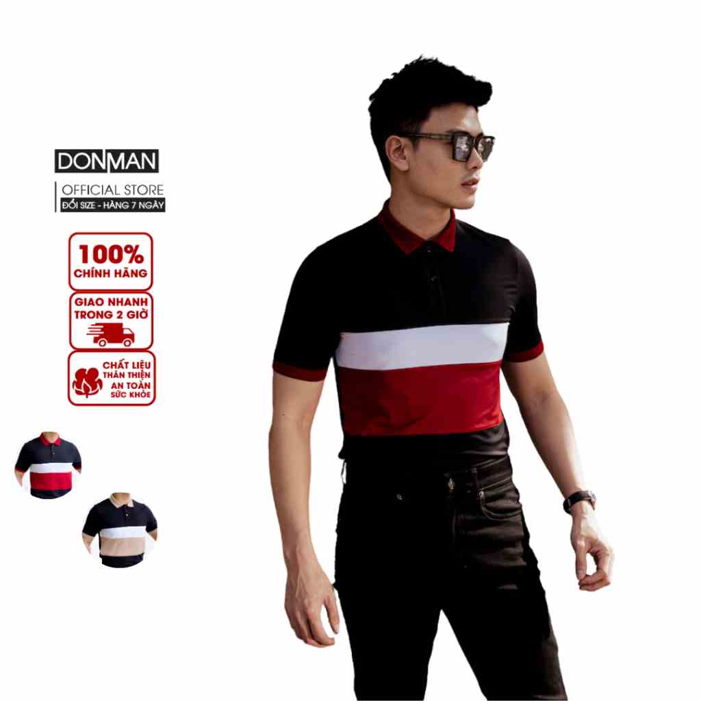 Áo thun Polo Nam DONMAN chất  Poly Coolmax Pique thoáng khí thoải mái, đơn giản, thấm mồ hôi tốt - AT45