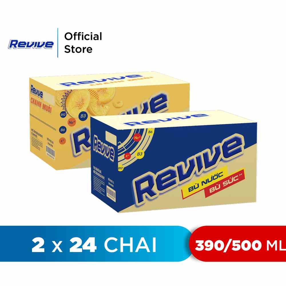 [HỎA TỐC-HCM&ĐN&HN]Combo Thùng 24 Chai Revive (500ml/chai) và Thùng 24 Chai Revive Chanh Muối (390ml/ch