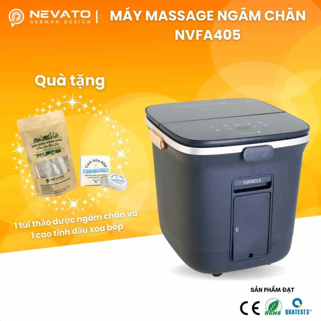 Bồn Ngâm Chân Thải Độc Thông Minh Bằng Con Lăn Và Túi Khí Dùng Khi Khô Hoặc Có Nước NEVATO NVFA405