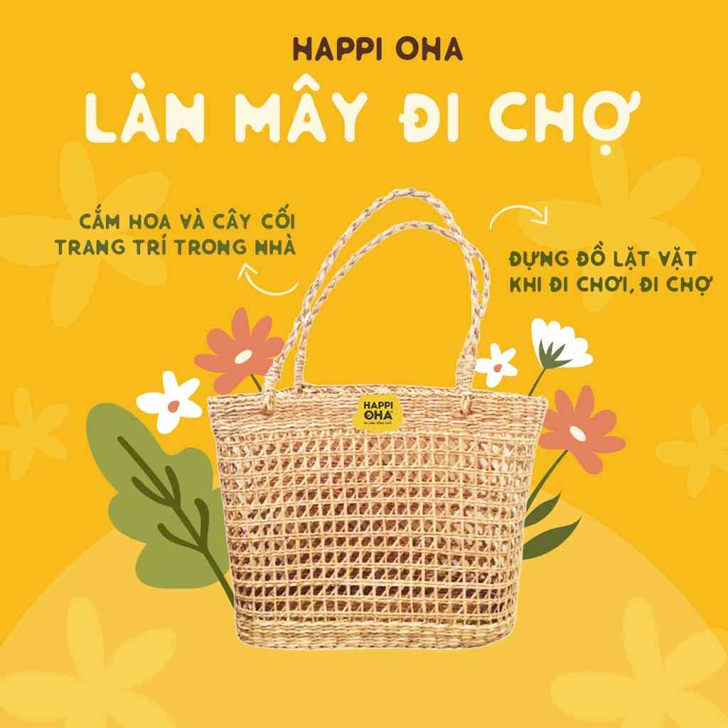 [Mã BMLTA35 giảm đến 35K đơn 99K] Làn mây đi chợ, làn cói, túi cói đi chợ - HAPPI OHA