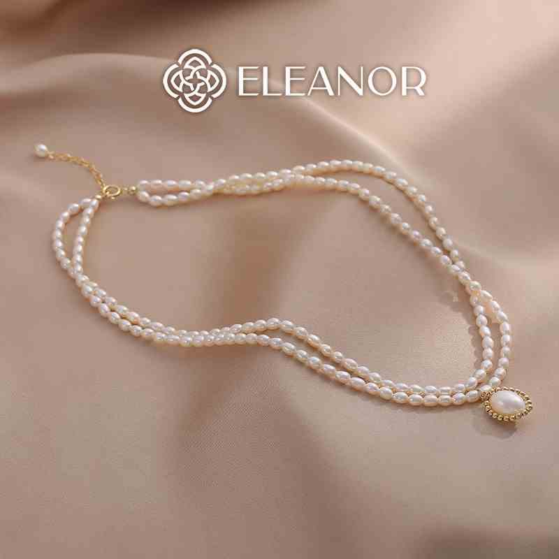 Dây chuyền nữ layer ngọc trai nhân tạo Eleanor Accessories mặt tròn dạng chuỗi hạt phụ kiện trang sức 3893