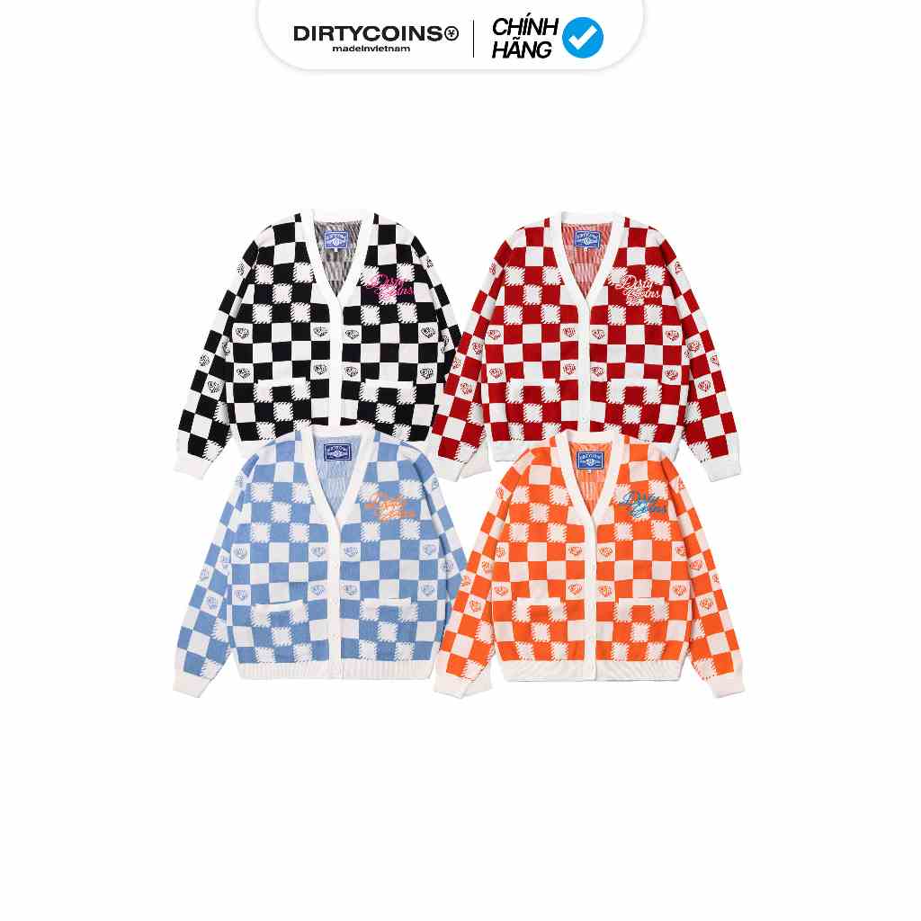 DirtyCoins Áo khoác Checkerboard Knit Cardigan