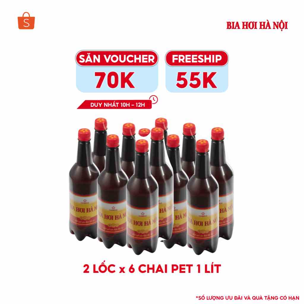 [Mã BMLTB35 giảm đến 35K đơn 99K] COMBO 2 Lốc 6 chai Bia Hơi Hà Nội - HABECO (1 lít/ chai)