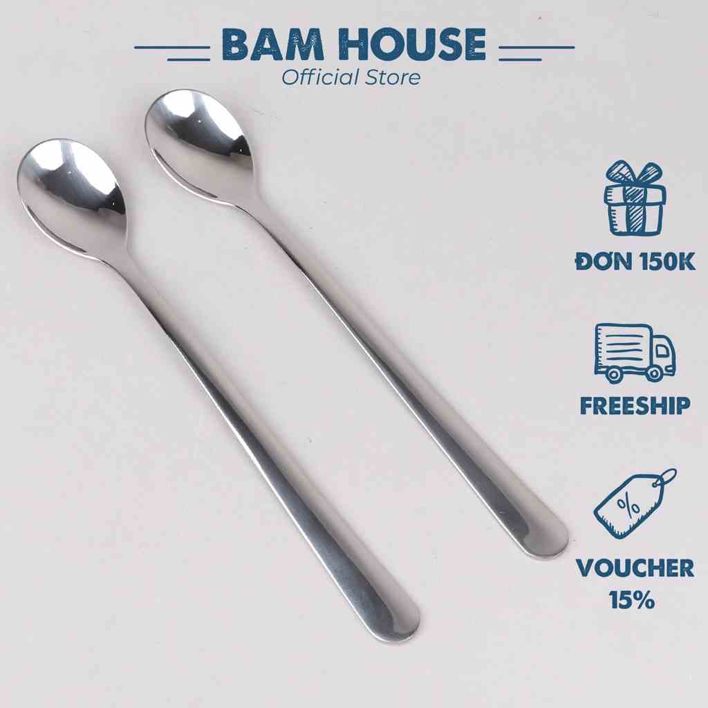 Muỗng cà phê inox Bam House cán trơn dày sáng bóng cao cấp MRH03 - Muỗng inox Muong inox Muong ca phe