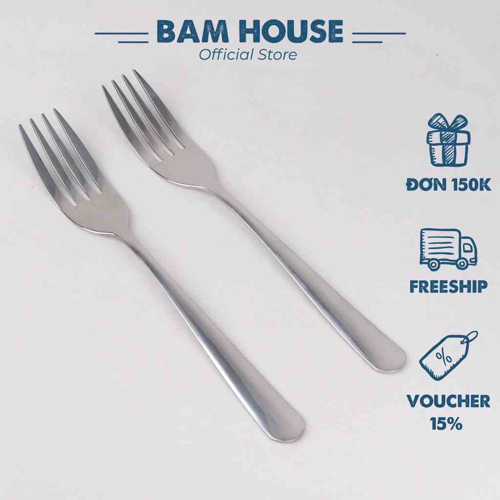 Nĩa inox Bam House cán trơn dày sáng bóng cao cấp MRH04 - Nia inox