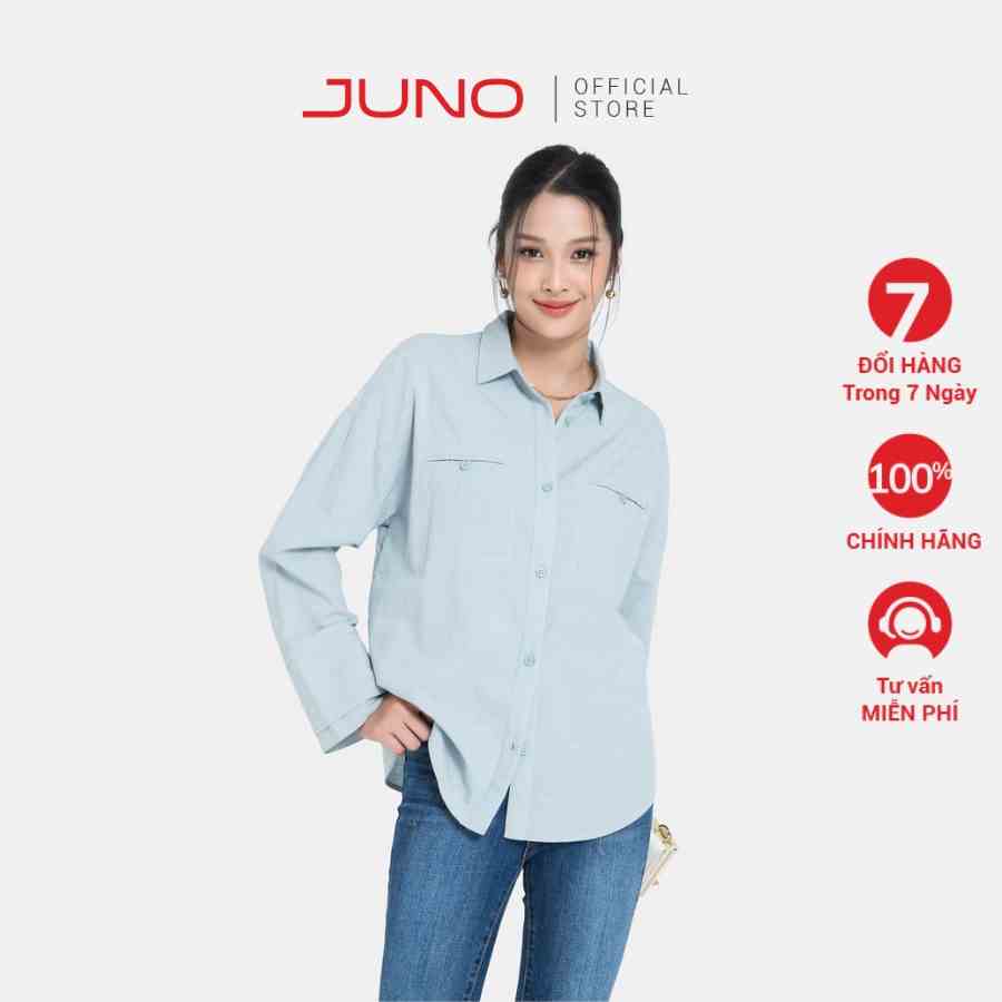 Áo Sơ Mi Nữ Thời Trang JUNO Oversized Tay Dài JNASM004