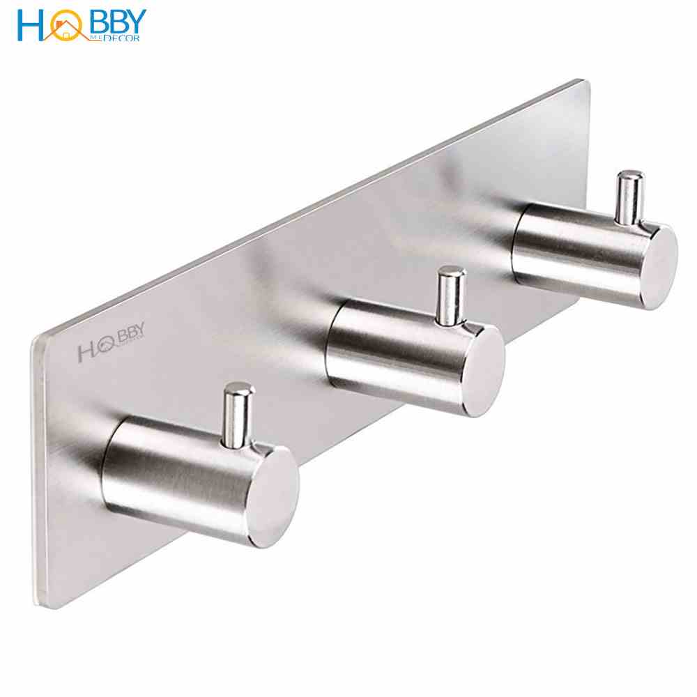 Móc treo quần áo dán tường 3 chấu Inox 304 Hobby Home Decor 3TV160 không rỉ sét kèm keo dán gạch men kính