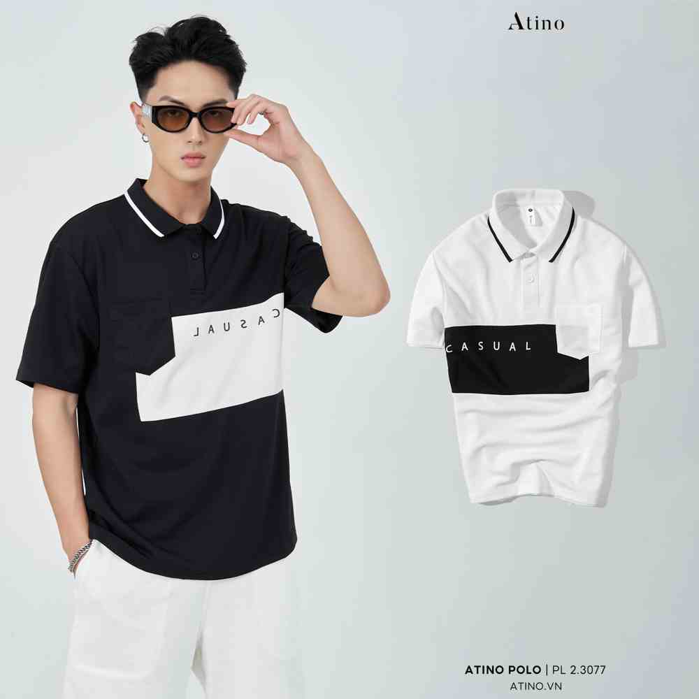 Áo Polo Nam Phối CASUAL ATINO viền cổ thanh lịch vải cá sấu Cotton cao cấp thoáng mát chuẩn form PL2.3077