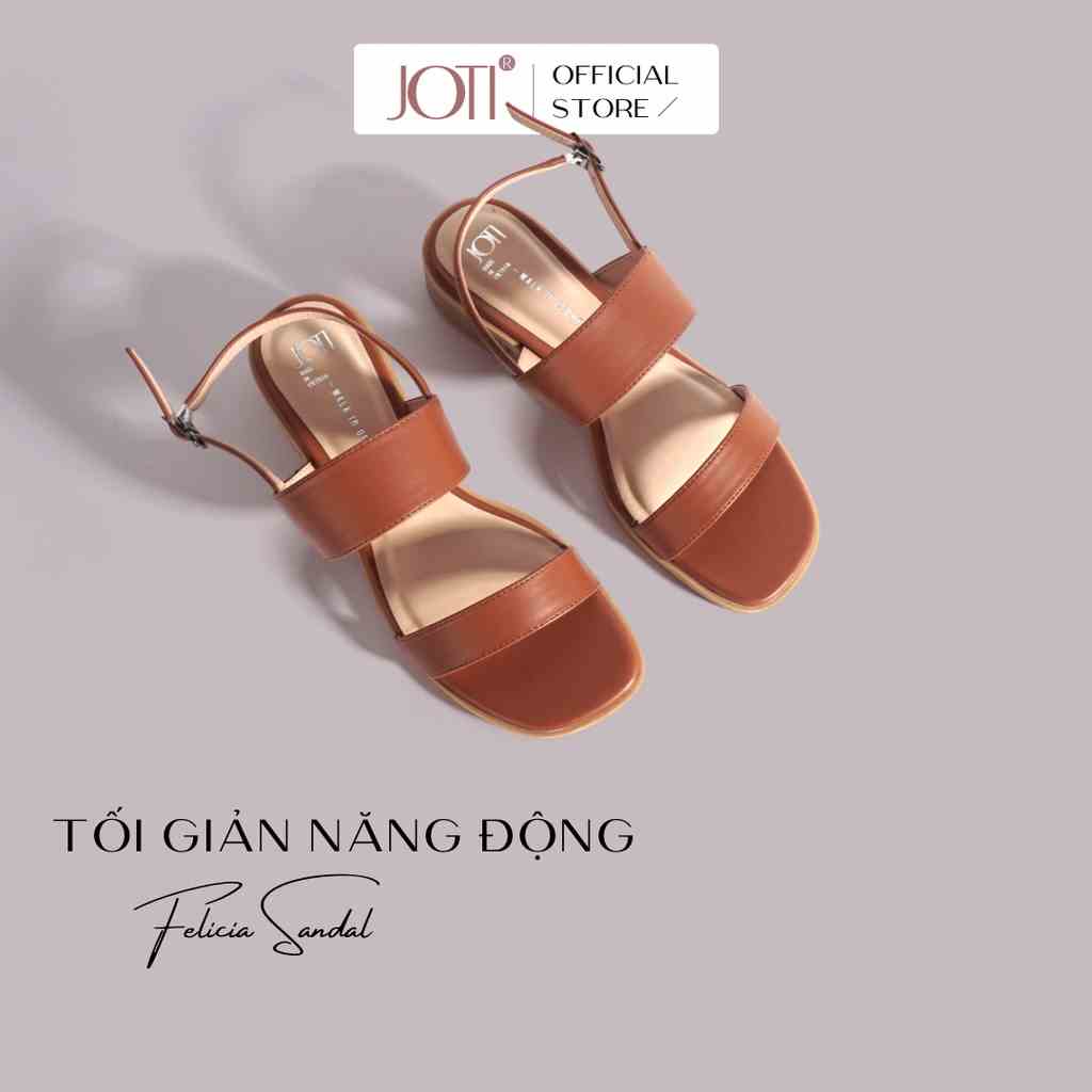 Giày Xăng Đan Nữ JOTI Felicia Sandals 3305VN3 - Mũi Vuông Quai Hậu Đế Thấp Cao 3cm Da Mờ - Mang Du Lịch Dạo Phố