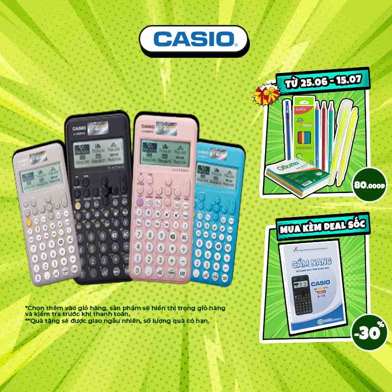 Máy tính học sinh Casio Fx-880BTG mới nhất dành cho học sinh cấp 2 cấp 3 lớp 6 đến lớp 12 chuyên dụng mang vào phòng thi