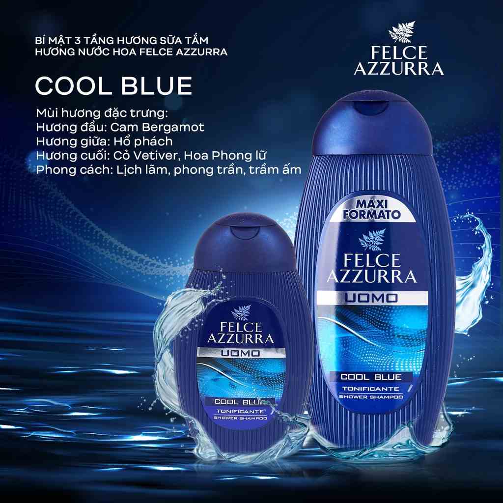 Sữa Tắm Gội Nam FELCE AZZURRA Hương Nước Hoa 2 In 1 Man Cổ Điển 250ml & 400ml