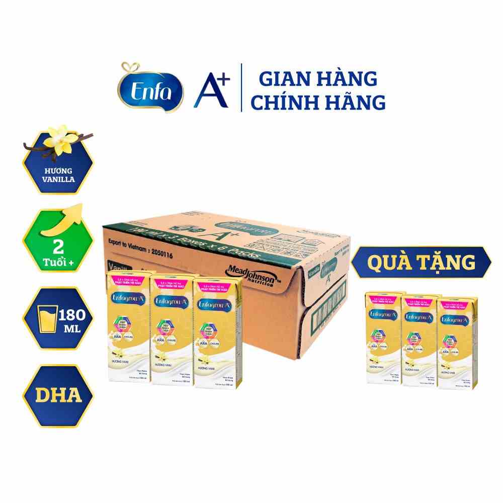 [Tặng 1 lốc sữa pha sẵn] Thùng 24 hộp Sữa pha sẵn Enfagrow A+ 360° Brain DHA+ -Hộp 180ml