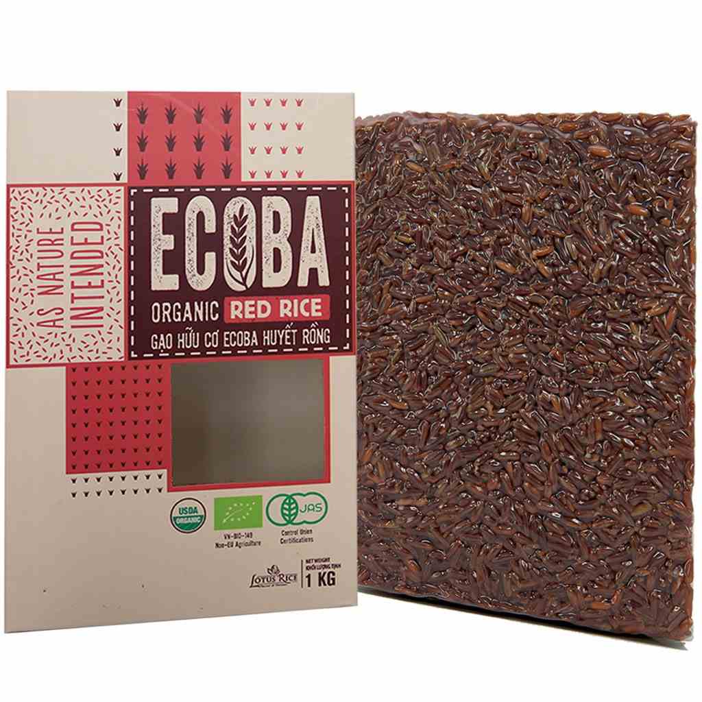 [Mã BMLTB35 giảm đến 35K đơn 99K] Gạo Lức Hữu Cơ ECOBA 1kg - Tốt sức khỏe - Ngon dễ nấu - Chuẩn quốc tế