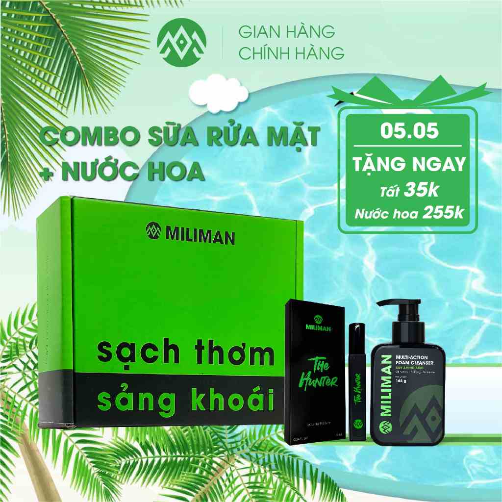 Combo Lịch Lãm Nam Tính MILIMAN Gồm 1 Sản Phẩm Nước Hoa Nam Và 1 Sản Phẩm Sữa Rửa Mặt Nam