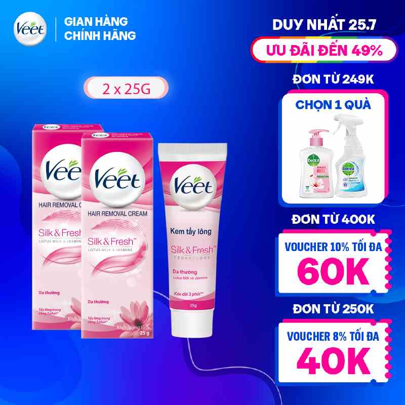 Combo 2 Kem tẩy lông cho da thường Veet Silk Fresh 25g/tuýp