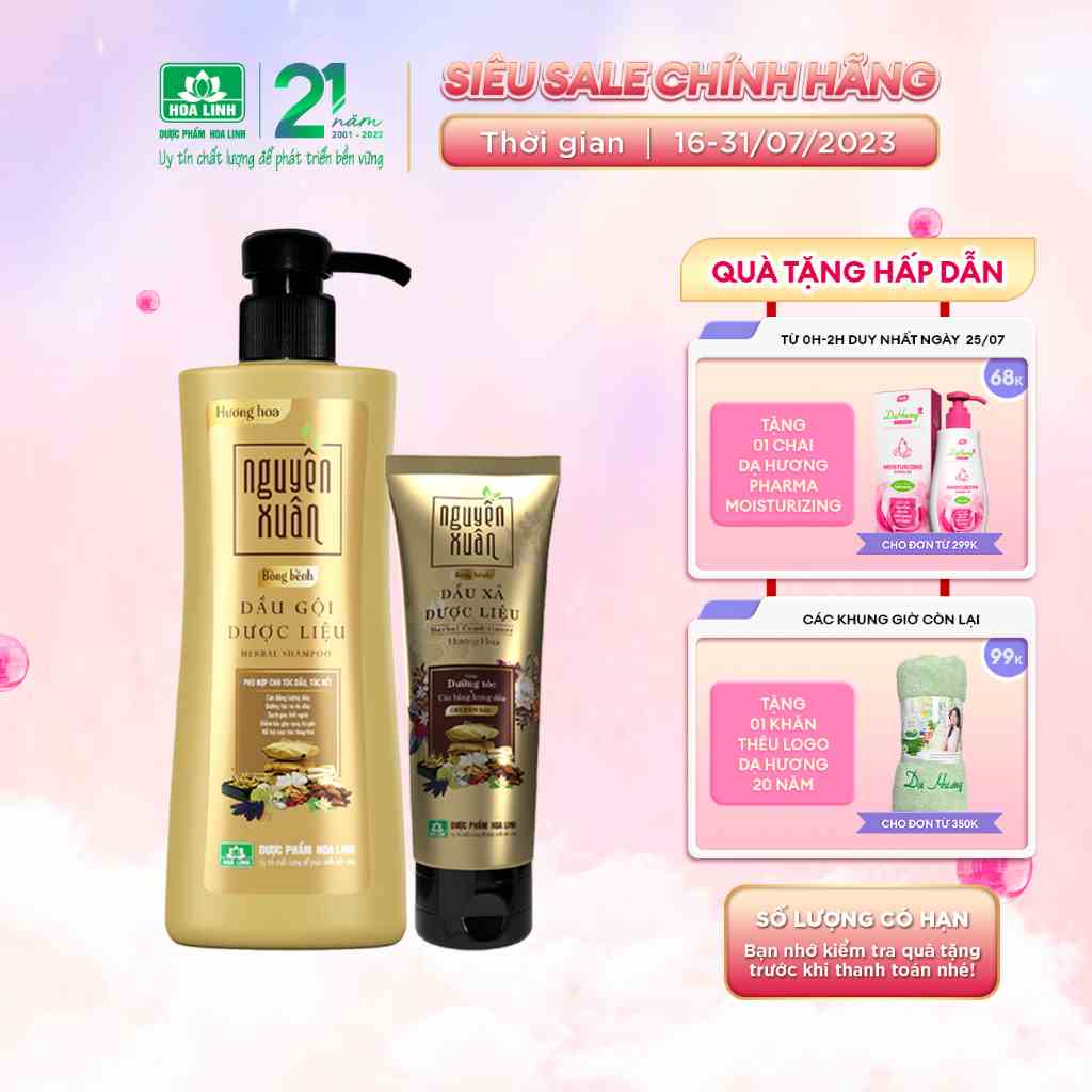 Bộ Dầu gội 350ml và Dầu xả 180ml Nguyên Xuân bồng bềnh - Dành cho tóc dầu bết