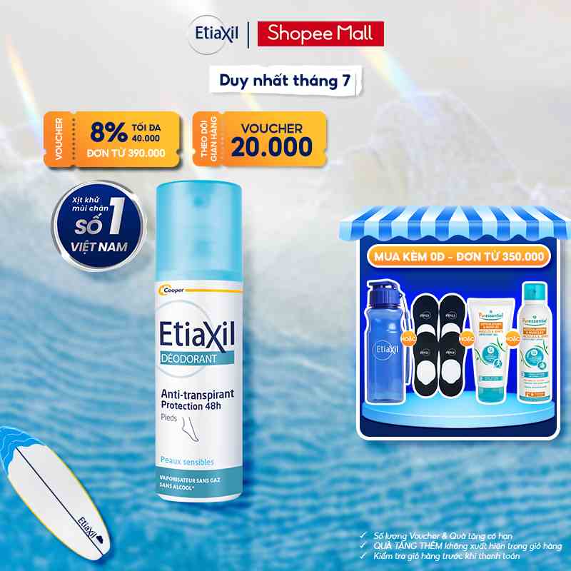 Xịt Khử Mùi Và Ngăn Mồ Hôi Dành Cho Chân 48h Etiaxil 100ml