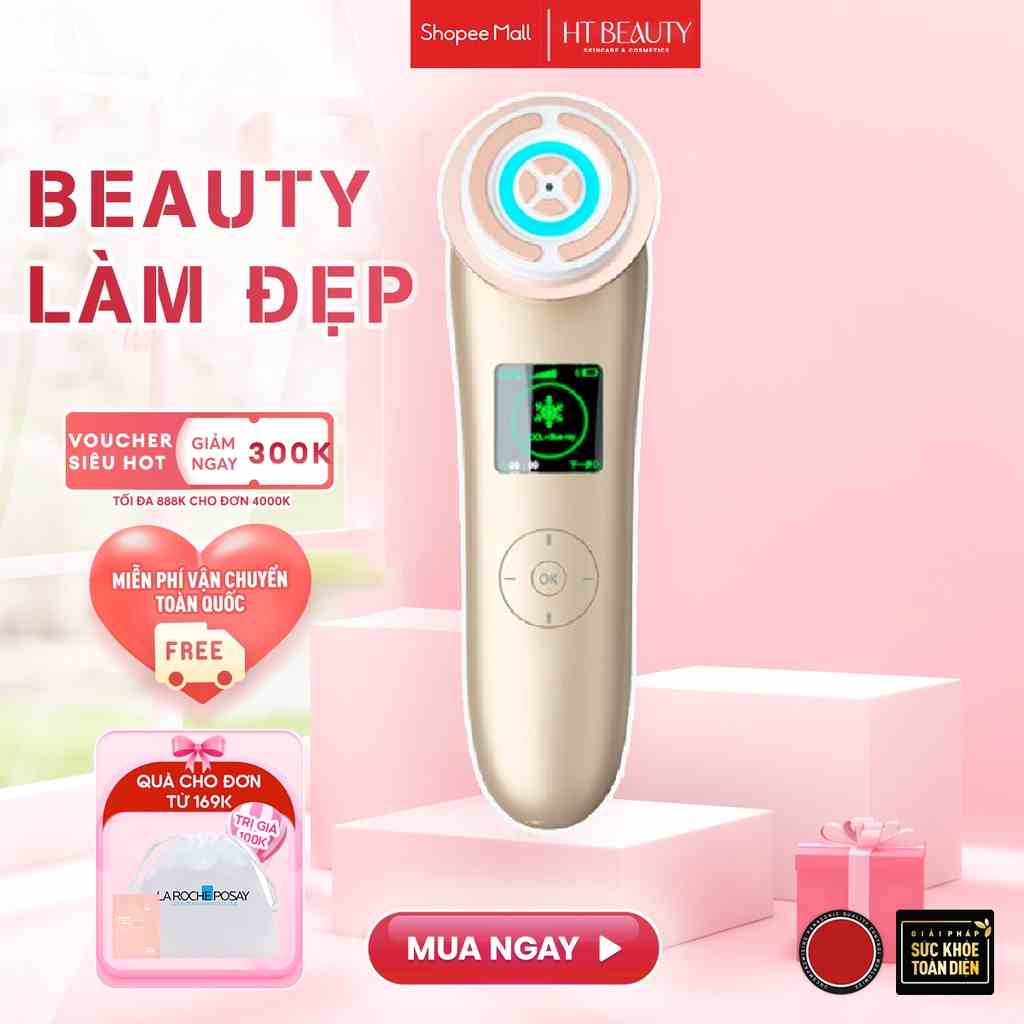 Máy nâng cơ trẻ hoá da thông minh 9IN1 NanoTime Beauty F81E Shop HT Beauty, công nghệ Photon RF có kết nối bluetooth