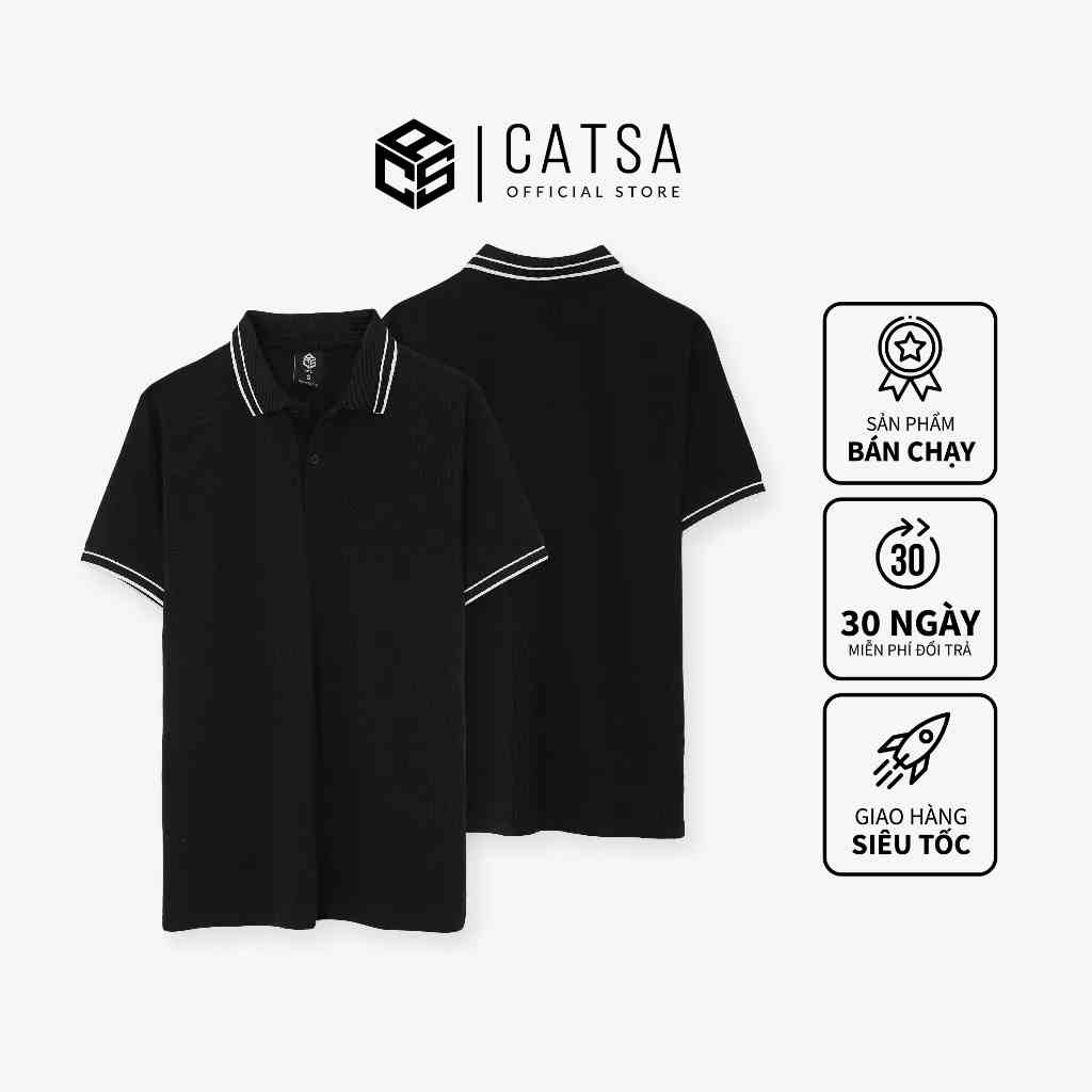 Áo polo nam có cổ thun Cotton 100% cao cấp, mềm mại, thoáng mát CATSA ATP258