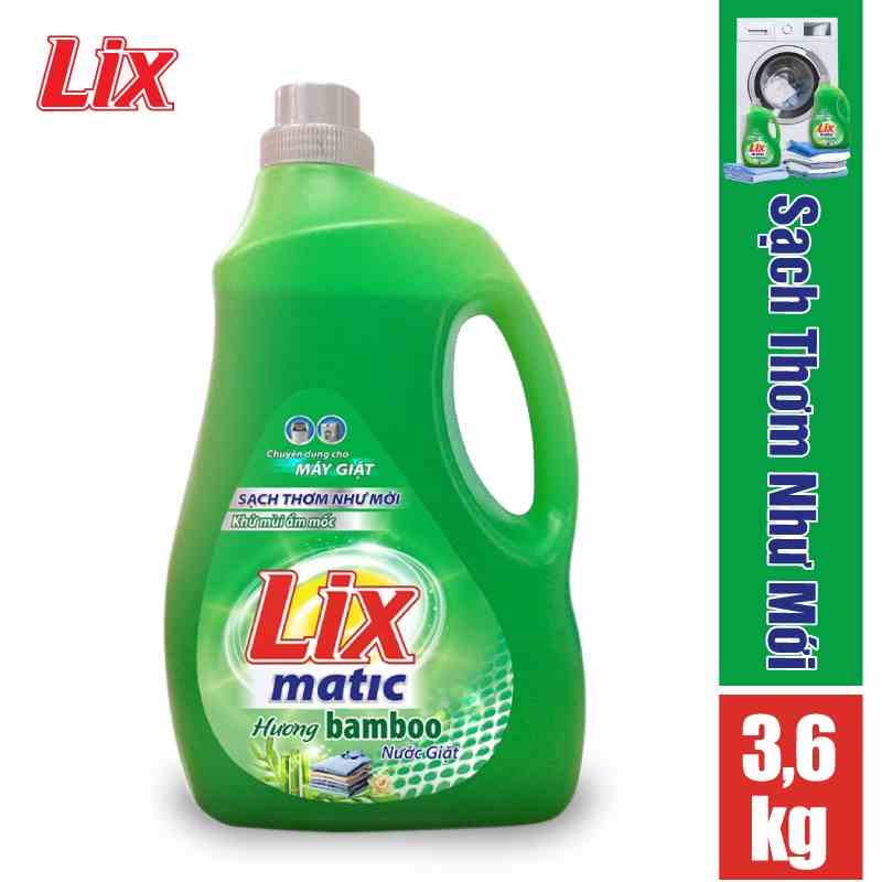 [Mã BMLTA35 giảm đến 35K đơn 99K] Nước giặt Lix Matic hương Bamboo 3.6kg N2601 - Dành cho máy giặt cửa trước