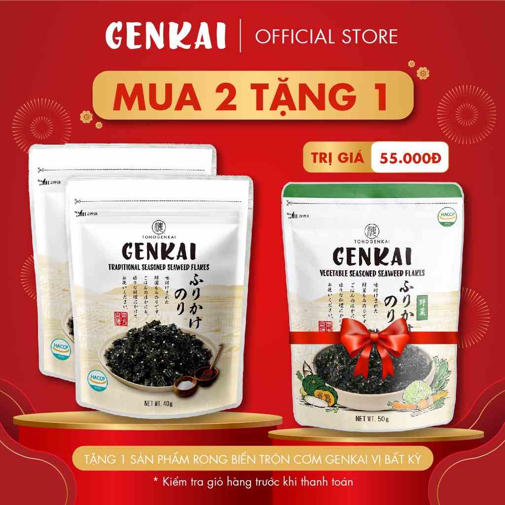 [Mã BMLTB35 giảm đến 35K đơn 99K] [MUA 2 TẶNG 1] Combo 2 gói Rong Biển Trộn Cơm GENKAI - Truyền thống 40g