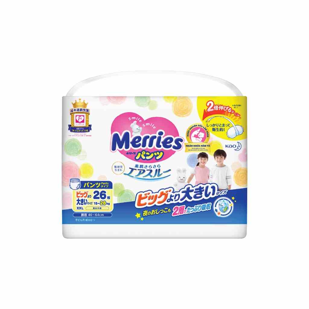 Quà - Tã quần Merries size XXL - 26 miếng (Cho bé 15 - 28kg)