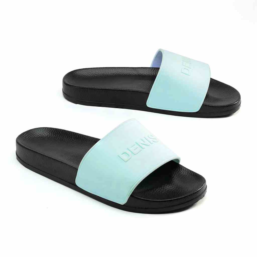 Dép Quai Ngang Denis Unisex Slipper đế PU đen cao cấp màu xanh hot trend DN09