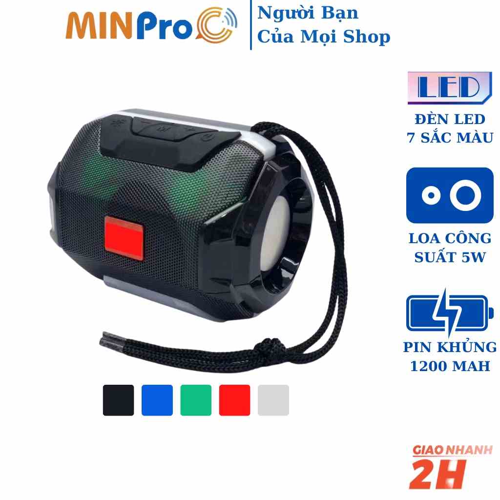 Loa bluetooth mini MINPRO A005 không dây giá rẻ đèn led theo nhạc bluetooth 5.0 chính hãng