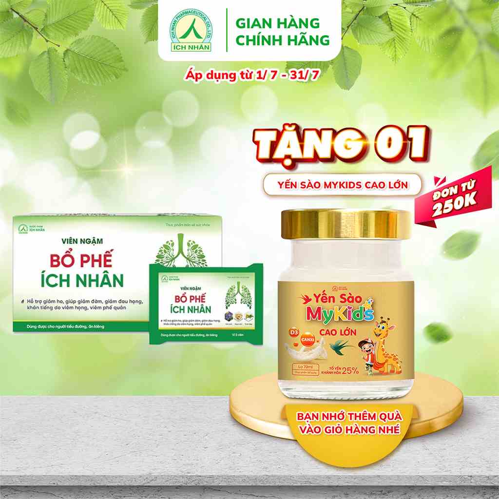 Viên Ngậm Bổ Phế Ích Nhân giảm ho, giảm đau họng, giảm khản tiếng được chiết xuất thảo dược (Hộp 100 viên)