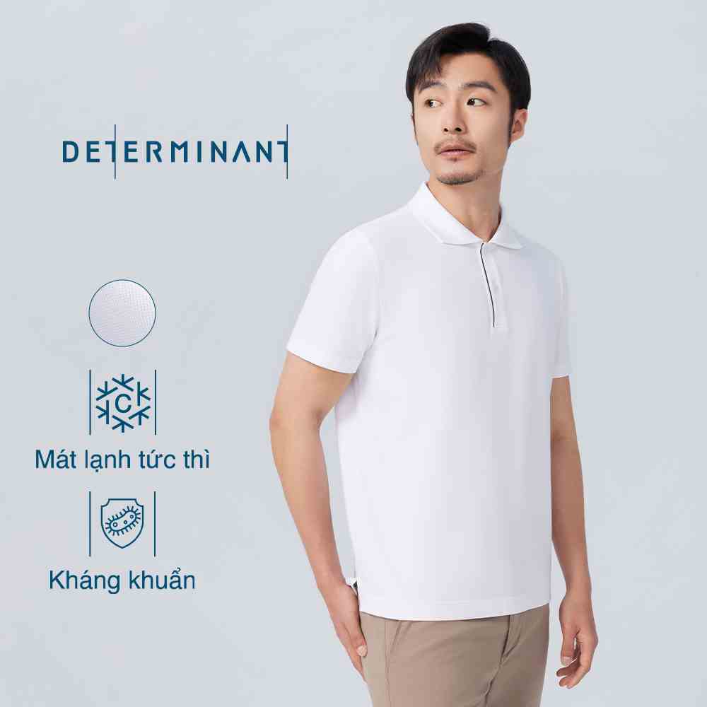 Áo thun polo nam cao cấp DETERMINANT tay ngắn - mát lạnh tức thì - màu trắng - P06