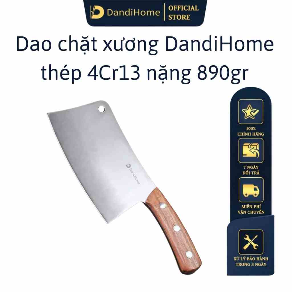 Dao chặt xương lớn Dandihome XYJ thép 4Cr13 nặng 890gr cao cấp