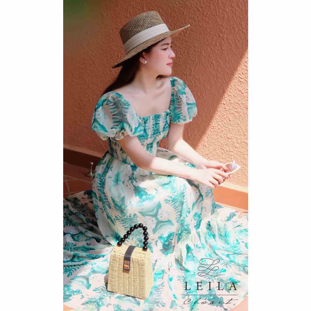 [Mã BMLTB200 giảm đến 100K đơn 499K] Juny maxy hoạ tiết lá - Leila closet