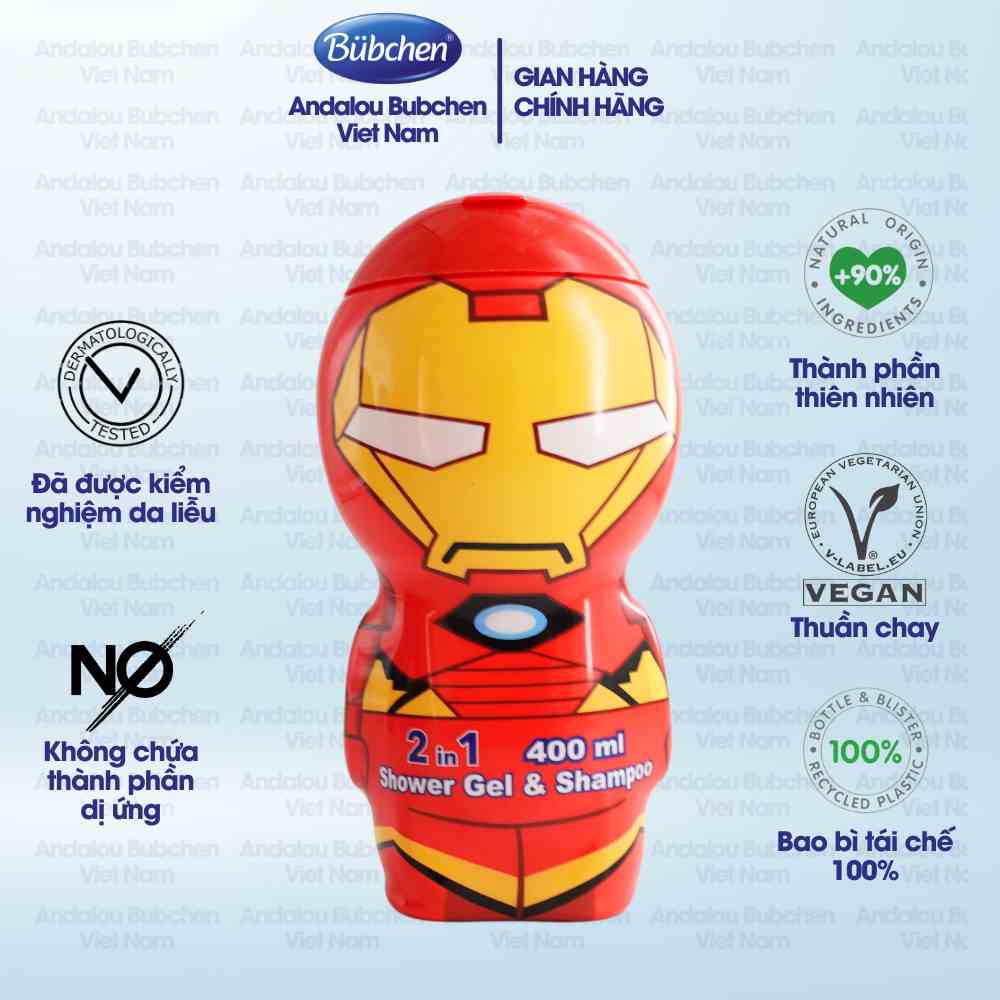 Sữa Tắm Gội Air Val Iron Man 2D Dành Cho Bé Trai 400ml