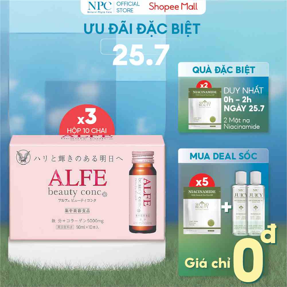 COMBO 30 chai Collagen nội địa Nhật Bản Alfe Beauty Conc 50ml/chai - Peptided Collagen cô đặc 5000mg làm căng mịn da