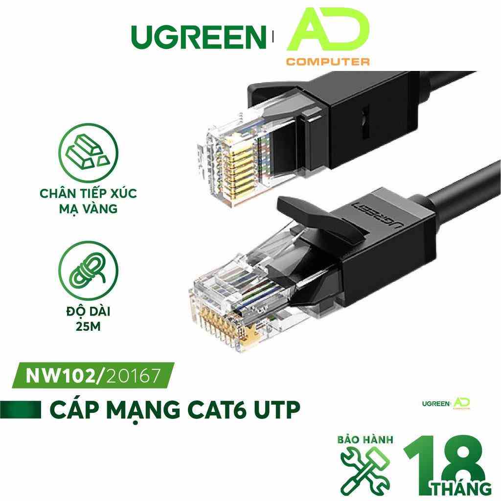 Cáp mạng Cat6 aluminum dạng dẹt/tròn UGREEN NW102 - Hàng phân phối chính hãng - Bảo hành 18 tháng