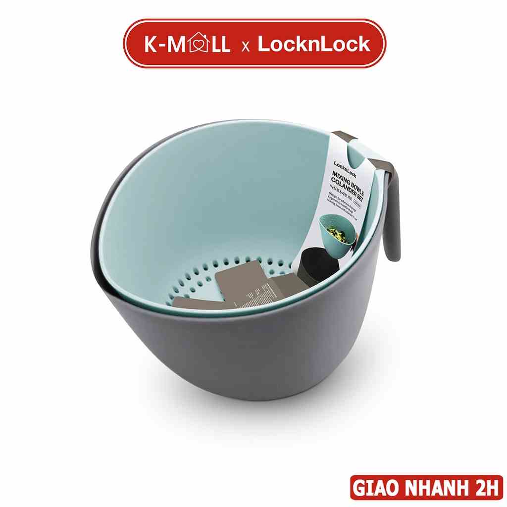 Rổ kèm thau LocknLock Mixing Bowl with Colander CKB014GRY có tay cầm tiện lợi - K-MALL