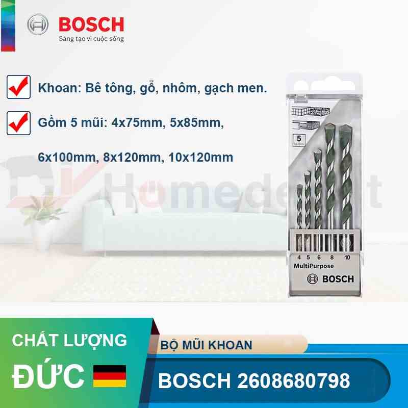 Bộ mũi khoan đa năng 5 cây Bosch 2608680798