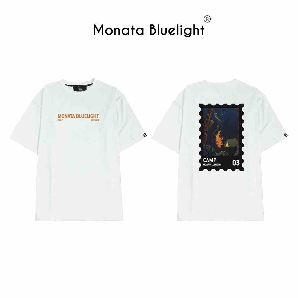 [Mua 2 giảm 7%] MONATA BLUELIGHT Tee Camp - Áo thun unisex form rộng