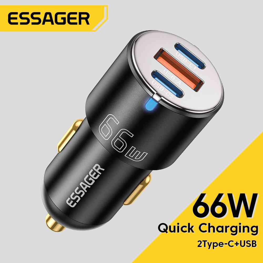 Tẩu sạc nhanh Essager PD3.0 QC3.0 hai cổng USB type C chuyên dụng thích hợp cho iP 13 12 Xiaomi Samsung