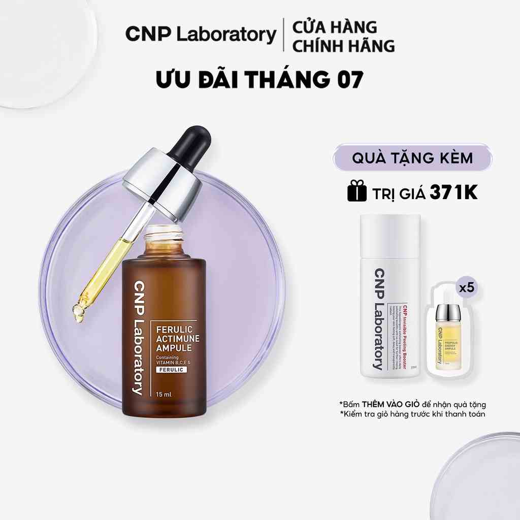 [Mã COSCNBE6 giảm 10% đơn 500K] Tinh chất Vitamin C chống oxy hóa & trẻ hóa làn da CNP FERULIC ACTIMUNE AMPULE 15ml