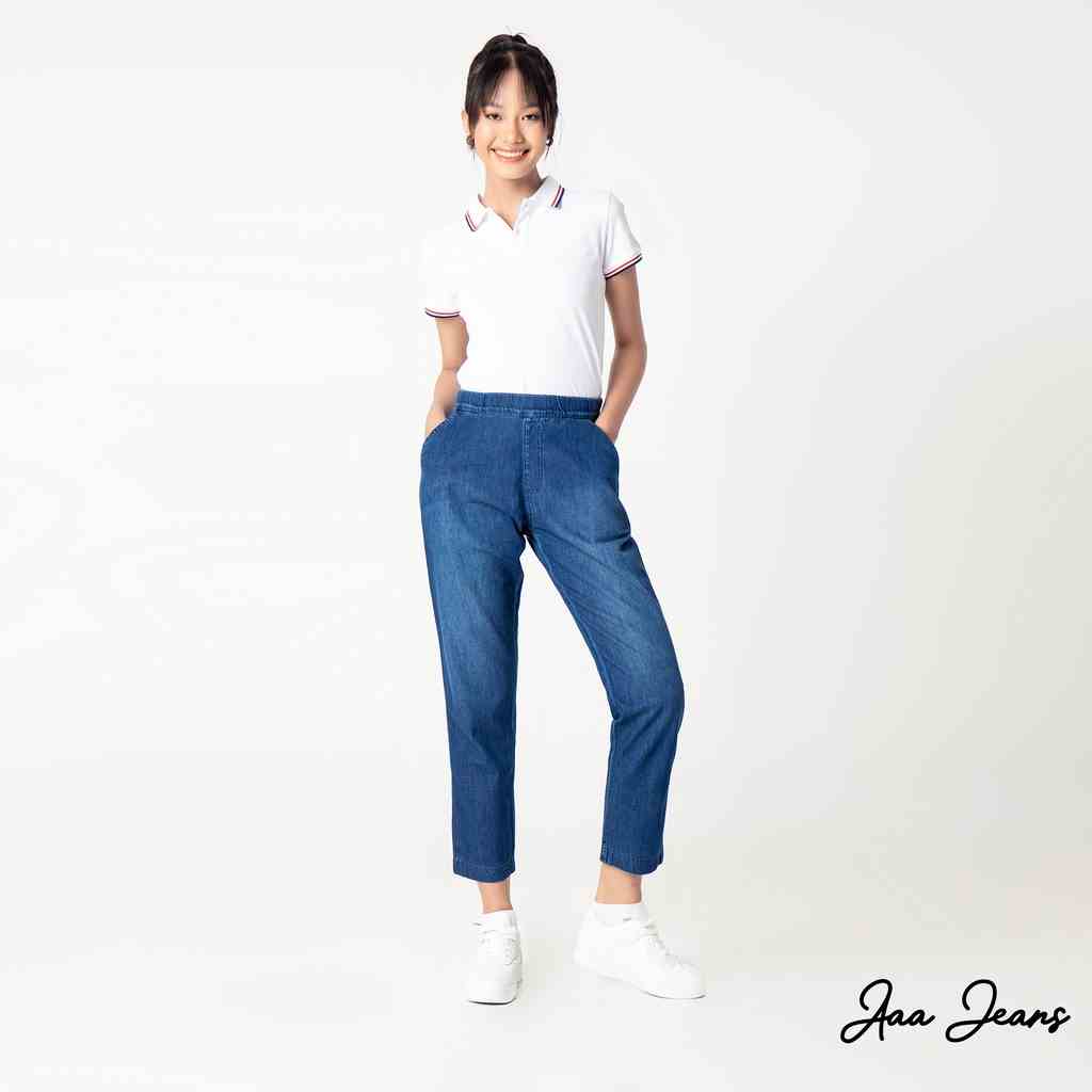 Quần Jeans Nữ Lưng Thun Ống Suông Relax Fit Aaa Jeans