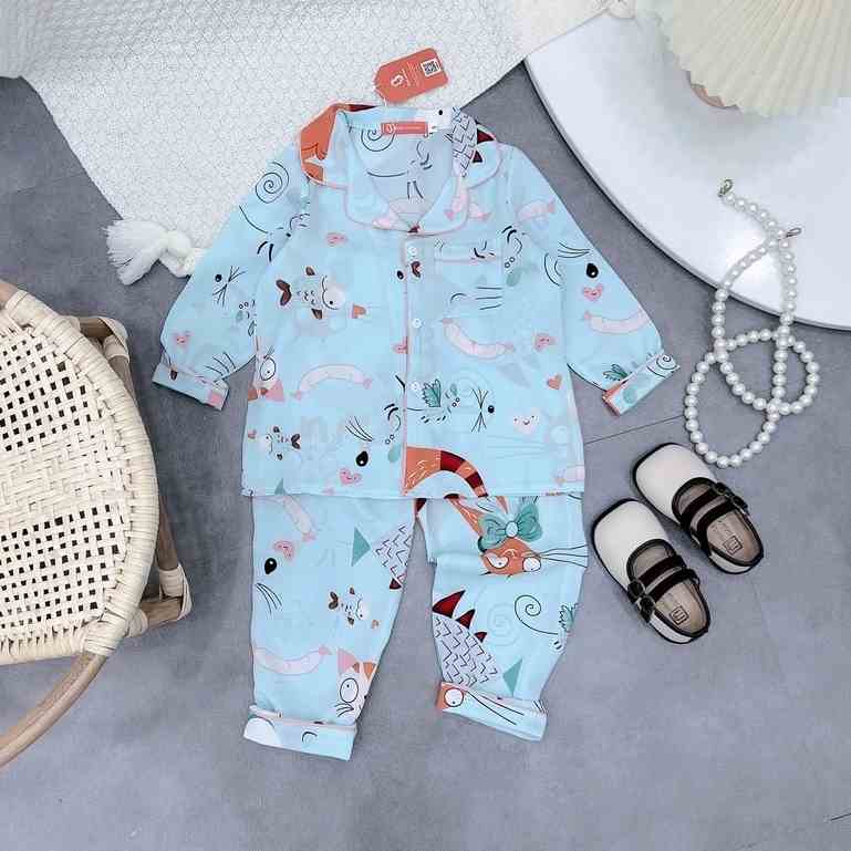 (12-42kg) Bộ Ngủ Pijama Lụa Mango Dài Tay Dành Cho Bé Gái - Chất Lụa Thoáng Mát, Họa Tiết Siêu Xinh - Babimama - BPN67