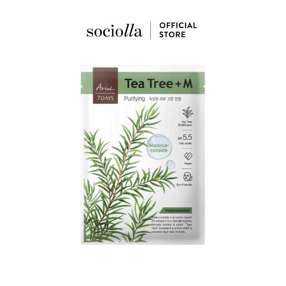 [HSD T2/2024] Mặt Nạ Giảm Mẫn Đỏ & Cải Thiện Da Mụn Chiết Xuất Tràm Trà Ariul 7 Days Mask Tea Tree M 20ml