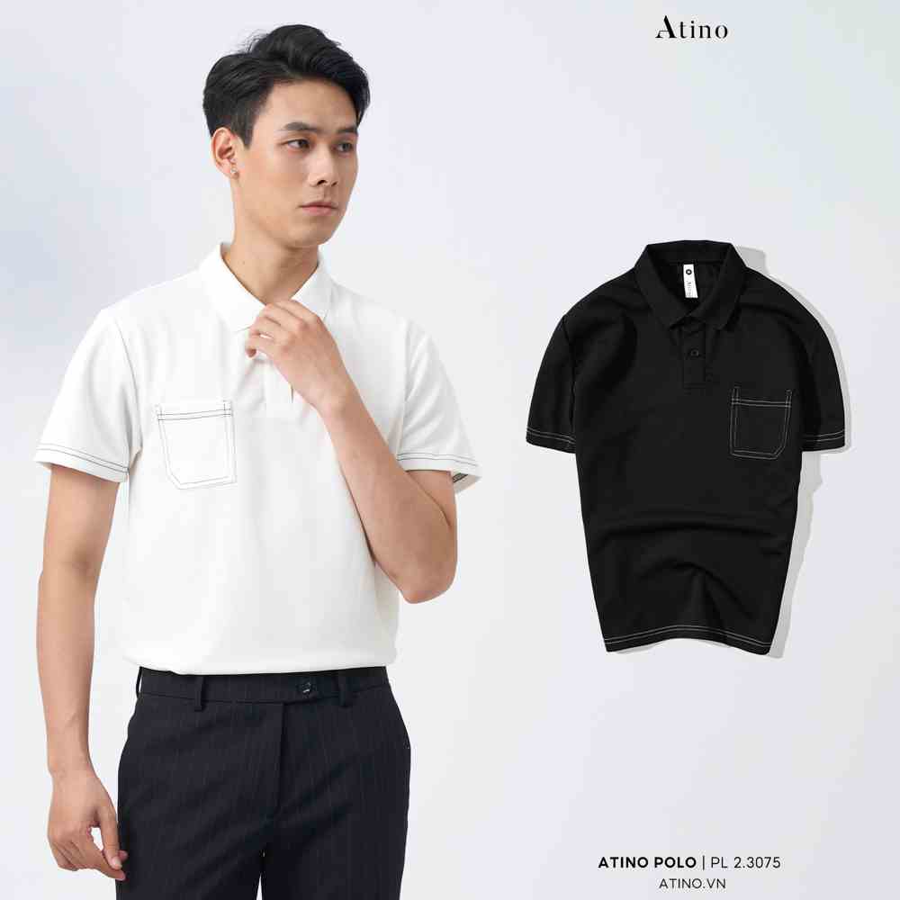 Áo Polo Nam Pocket ATINO viền cổ thanh lịch vải cá sấu Cotton cao cấp thoáng mát chuẩn form PL2.3075