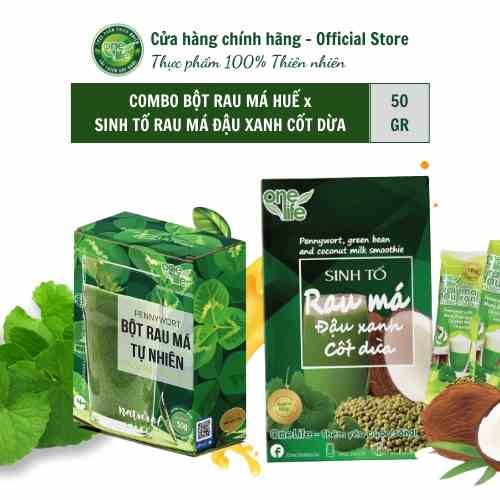 [Mã BMLTB200 giảm đến 100K đơn 499K] Combo Bột Rau má nguyên chất + Rau má đậu xanh cốt dừa ONELIFE