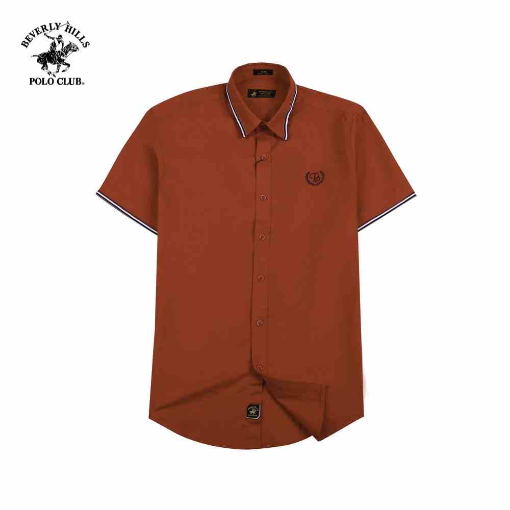 [Mã BMLTB35 giảm đến 35K đơn 99K] Beverly Hills Polo Club - Áo sơ mi Ngắn tay Nam Slim Fit Đỏ rượu RW- BHPC CMSSS22TL006