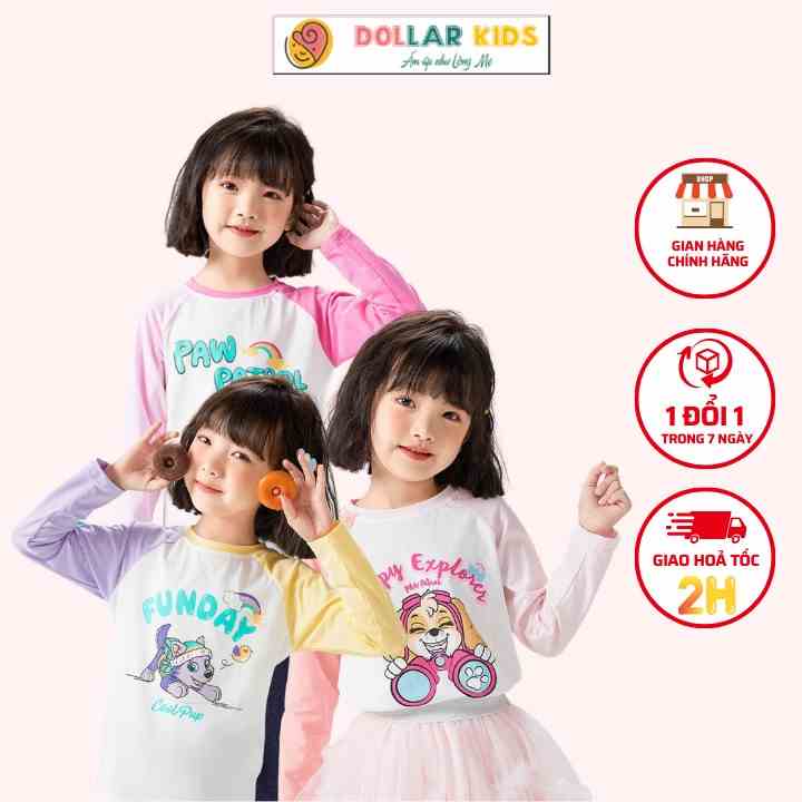 Áo Thun Dài Tay Cho Bé Gái Vải 100%Cotton Hãng Dollarkids